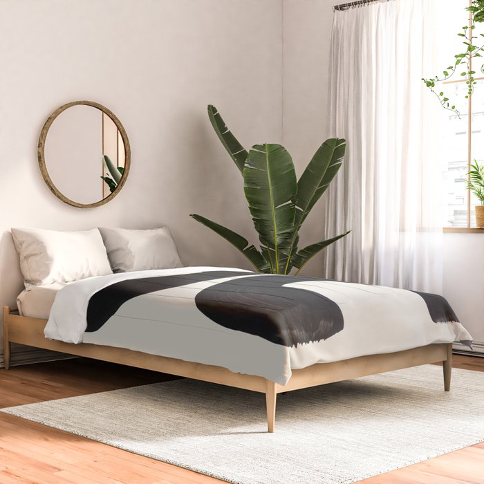 Mid Century Modern Minimalist Abstract Art Brush Strokes Black & White Ink Art Tribal Marking Comforter Gallery Image 2