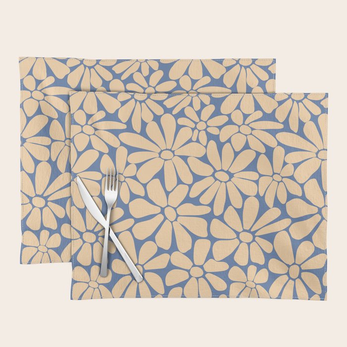 Retro Floral - Indigo  Placemat Gallery Image 1