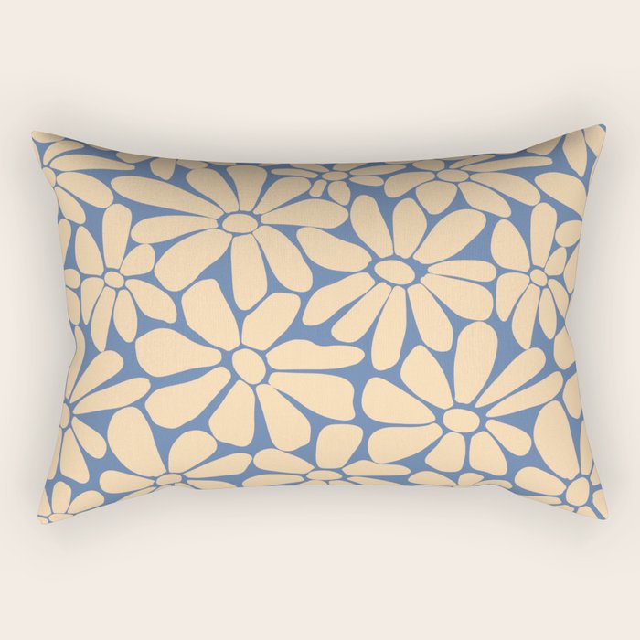 Retro Floral - Indigo  Rectangular Pillow Gallery Image 1