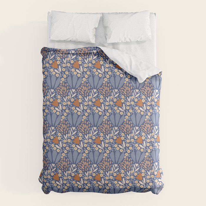 Winter Flower Field - Muted Colors Duvet Cover Gallery Image 1