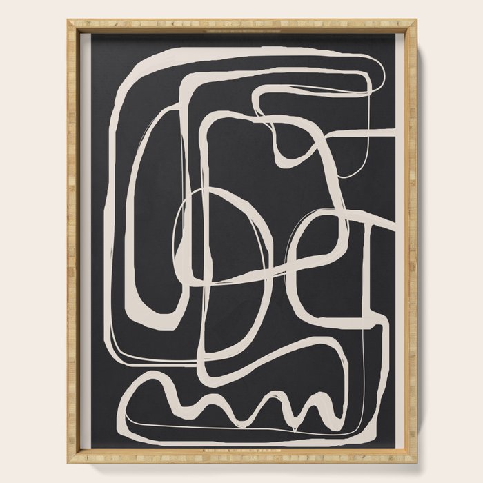 Modern Minimalist One Line Art 1 Serving Tray Gallery Image 1