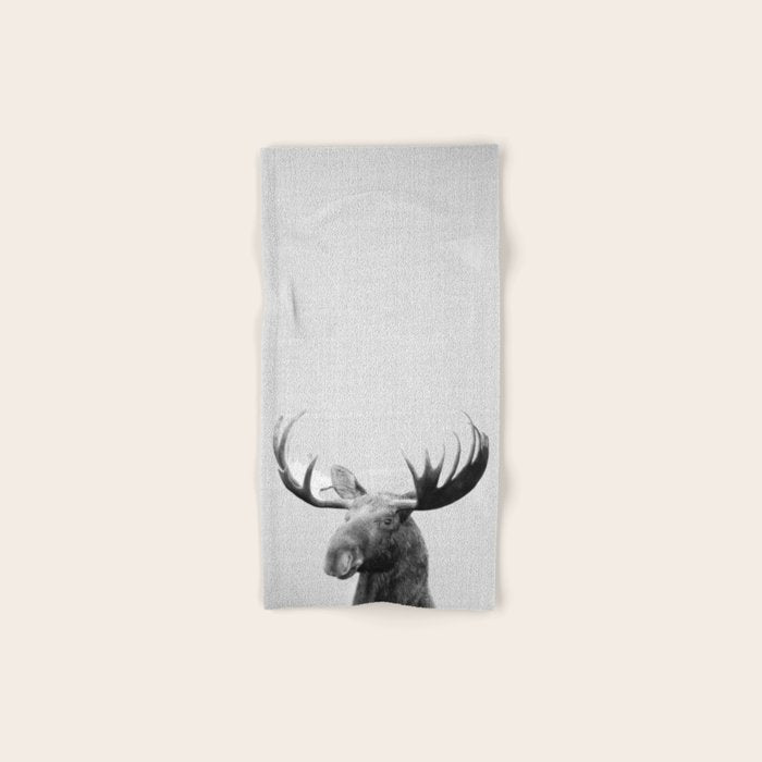 Moose - Black & White Bath Towel Gallery Image 1