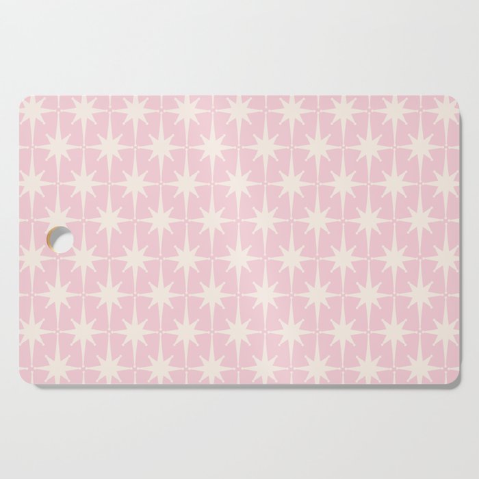 Midcentury Modern Atomic Starburst Pattern Baby Pink and Cream  Cutting Board Gallery Image 1