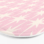 Midcentury Modern Atomic Starburst Pattern Baby Pink and Cream  Bath Mat Gallery Image 3