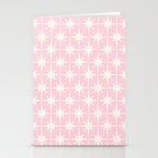 Midcentury Modern Atomic Starburst Pattern Baby Pink and Cream  Stationery Card Gallery Image 2