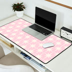 Midcentury Modern Atomic Starburst Pattern Baby Pink and Cream  Desk Mat Gallery Image 2
