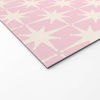 Midcentury Modern Atomic Starburst Pattern Baby Pink and Cream  Welcome Mat Gallery Image 2