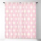 Midcentury Modern Atomic Starburst Pattern Baby Pink and Cream  Window Curtain Gallery Image 5