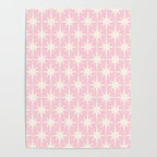 Midcentury Modern Atomic Starburst Pattern Baby Pink and Cream  Poster Gallery Image 4