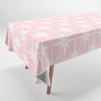 Midcentury Modern Atomic Starburst Pattern Baby Pink and Cream  Tablecloth Gallery Image 1