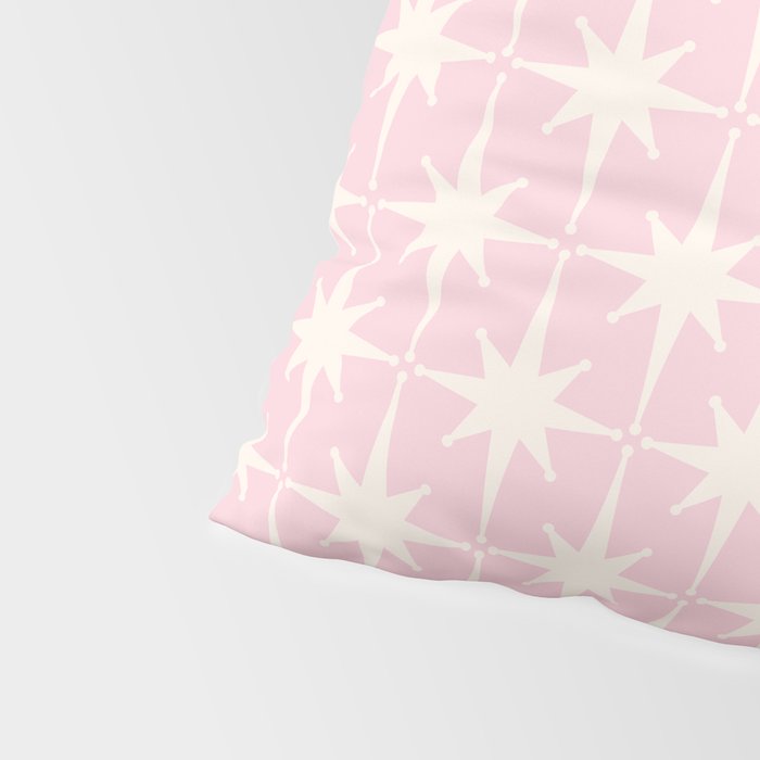 Midcentury Modern Atomic Starburst Pattern Baby Pink and Cream  Pillow Sham Gallery Image 4