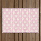 Midcentury Modern Atomic Starburst Pattern Baby Pink and Cream  Outdoor Rug Gallery Image 1