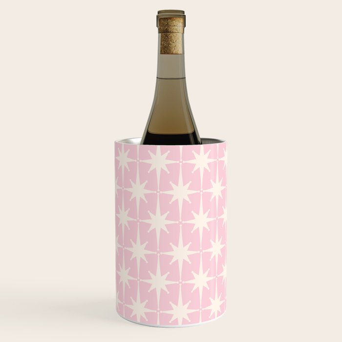 Midcentury Modern Atomic Starburst Pattern Baby Pink and Cream  Wine Chiller Gallery Image 2