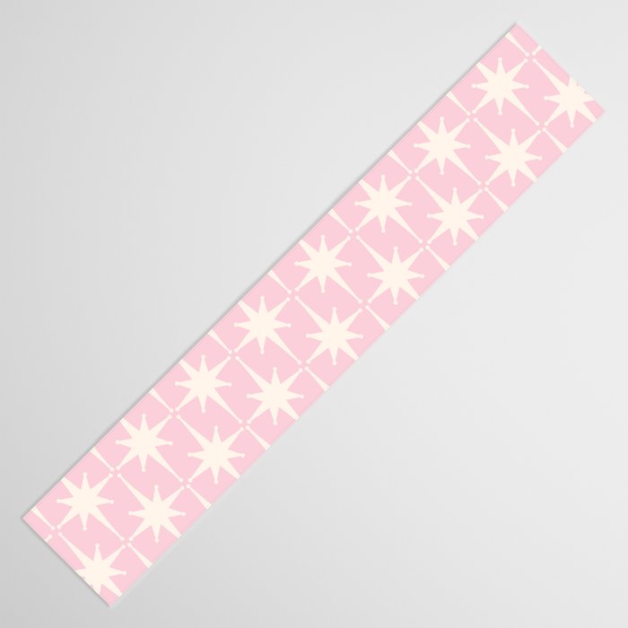 Midcentury Modern Atomic Starburst Pattern Baby Pink and Cream  Table Runner Gallery Image 3