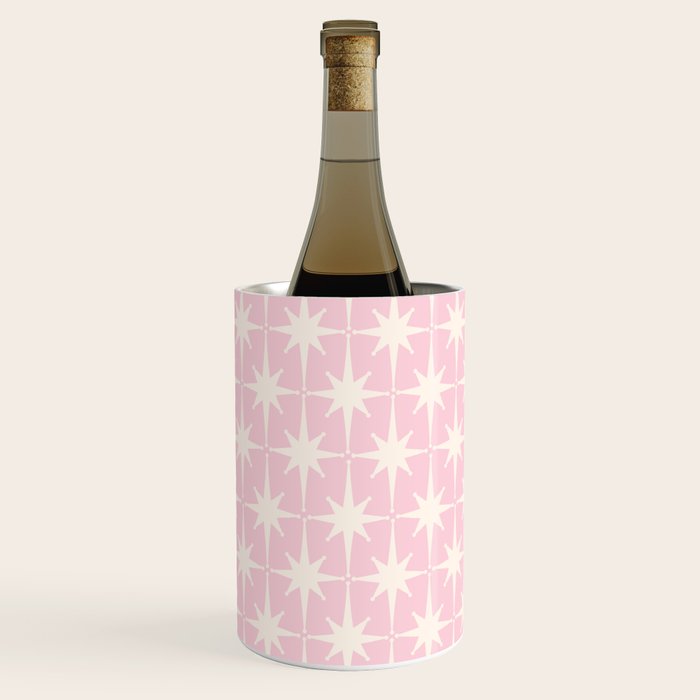 Midcentury Modern Atomic Starburst Pattern Baby Pink and Cream  Wine Chiller Gallery Image 3