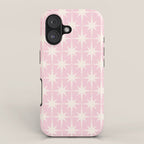 Midcentury Modern Atomic Starburst Pattern Baby Pink and Cream  iPhone Case Gallery Image 1
