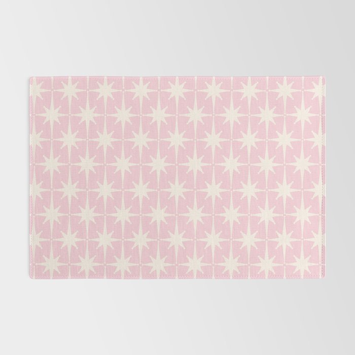 Midcentury Modern Atomic Starburst Pattern Baby Pink and Cream  Rug Gallery Image 2