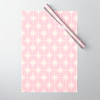 Midcentury Modern Atomic Starburst Pattern Baby Pink and Cream  Wrapping Paper Gallery Image 1