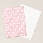 Midcentury Modern Atomic Starburst Pattern Baby Pink and Cream  Stationery Card Gallery Image 2