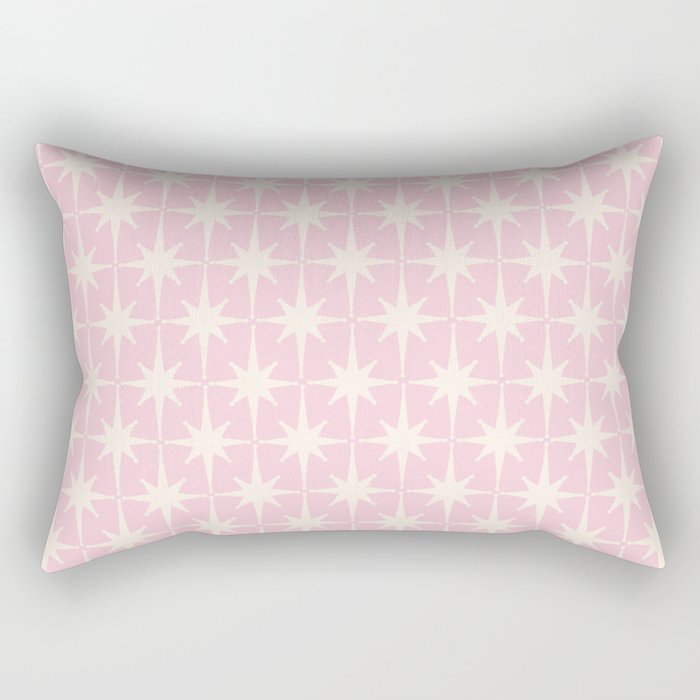 Midcentury Modern Atomic Starburst Pattern Baby Pink and Cream  Rectangular Pillow Gallery Image 1