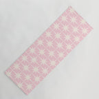 Midcentury Modern Atomic Starburst Pattern Baby Pink and Cream  Yoga Mat Gallery Image 1