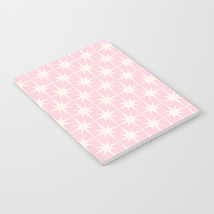 Midcentury Modern Atomic Starburst Pattern Baby Pink and Cream  Notebook Gallery Image 2