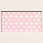 Midcentury Modern Atomic Starburst Pattern Baby Pink and Cream  Desk Mat Gallery Image 3
