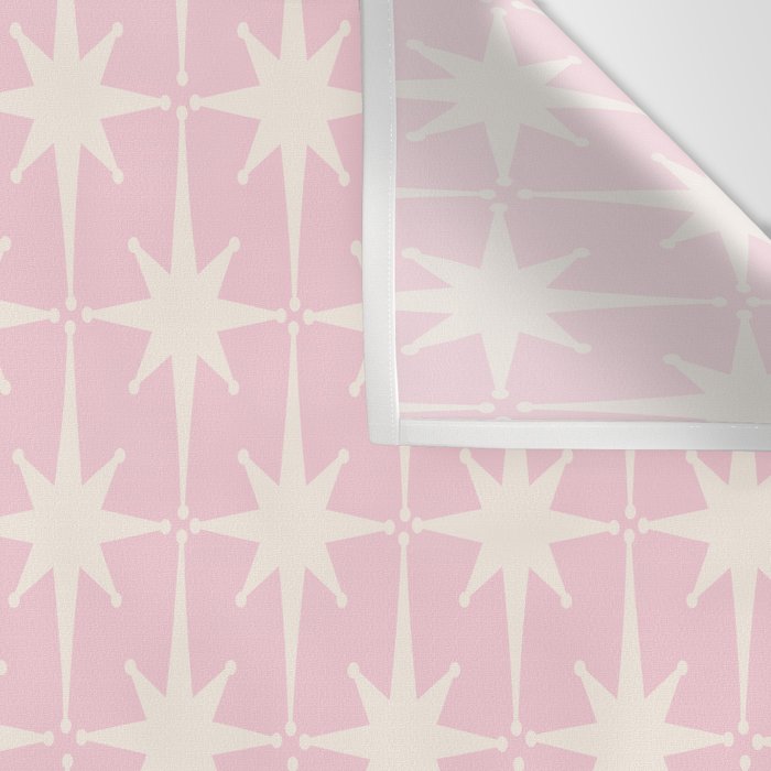 Midcentury Modern Atomic Starburst Pattern Baby Pink and Cream  Wall Tapestry Gallery Image 3