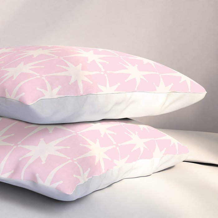 Midcentury Modern Atomic Starburst Pattern Baby Pink and Cream  Pillow Sham Gallery Image 3