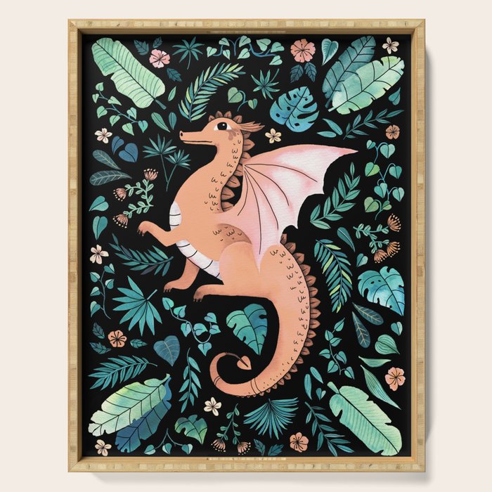 Tropical Dragon in Peach Serving Tray Gallery Image 1