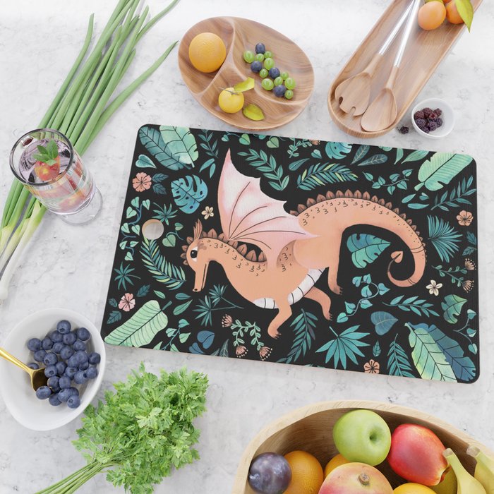 Tropical Dragon in Peach Cutting Board Gallery Image 2