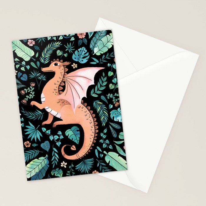 Tropical Dragon in Peach Stationery Card Gallery Image 2