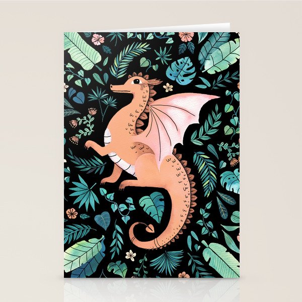 Tropical Dragon in Peach Stationery Card Gallery Image 2