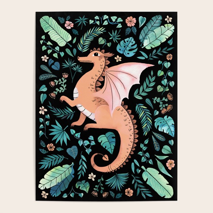 Tropical Dragon in Peach Poster Gallery Image 4