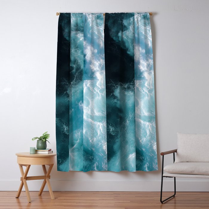 Breaking Waves - Aerial Ocean Print Window Curtain Gallery Image 1