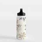 Blue Beige Winter Snowflakes Watercolor Illustration Water Bottle Gallery Image 3