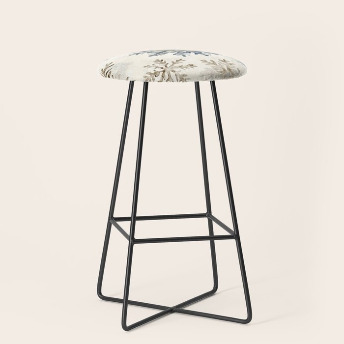 Blue Beige Winter Snowflakes Watercolor Illustration Stool Gallery Image 1