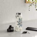 Blue Beige Winter Snowflakes Watercolor Illustration Water Bottle Gallery Image 4