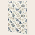 Blue Beige Winter Snowflakes Watercolor Illustration Wallpaper Gallery Image 2
