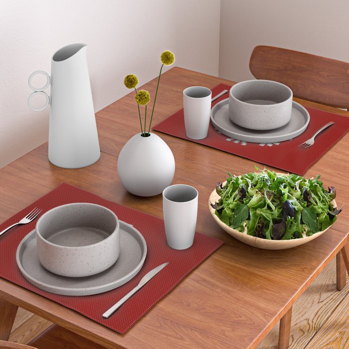 Classic Red Christmas white snowflake knit Placemat Gallery Image 2