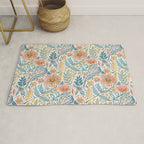 Soft Peach and Blue Art Nouveau Floral Rug Gallery Image 1