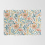 Soft Peach and Blue Art Nouveau Floral Rug Gallery Image 2