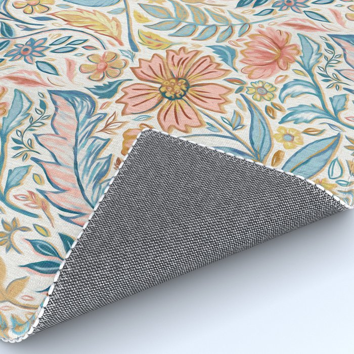Soft Peach and Blue Art Nouveau Floral Rug Gallery Image 4