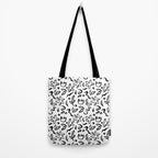 Black and white floral nature art doodle pattern Tote Bag Gallery Image 2