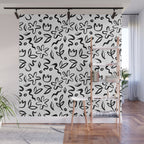 Black and white floral nature art doodle pattern Wall Mural Gallery Image 1