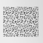 Black and white floral nature art doodle pattern Throw Blanket Gallery Image 2