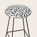 Black and white floral nature art doodle pattern Stool Gallery Image 2