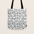 Black and white floral nature art doodle pattern Tote Bag Gallery Image 1