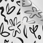 Black and white floral nature art doodle pattern Wall Tapestry Gallery Image 3