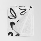 Black and white floral nature art doodle pattern Throw Blanket Gallery Image 3